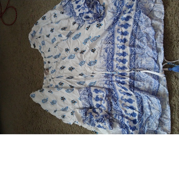 Como Vintage Tops - COMO VINTAGE BLUE & WHITE FLOWY SHIRT - SIZE S